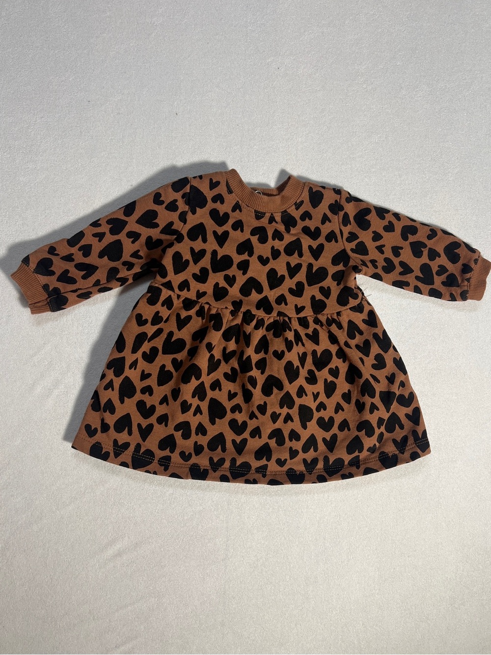 Carter’s Baby Girl Brown Black Heart Print Peplum Top / Dress Size 3 Months